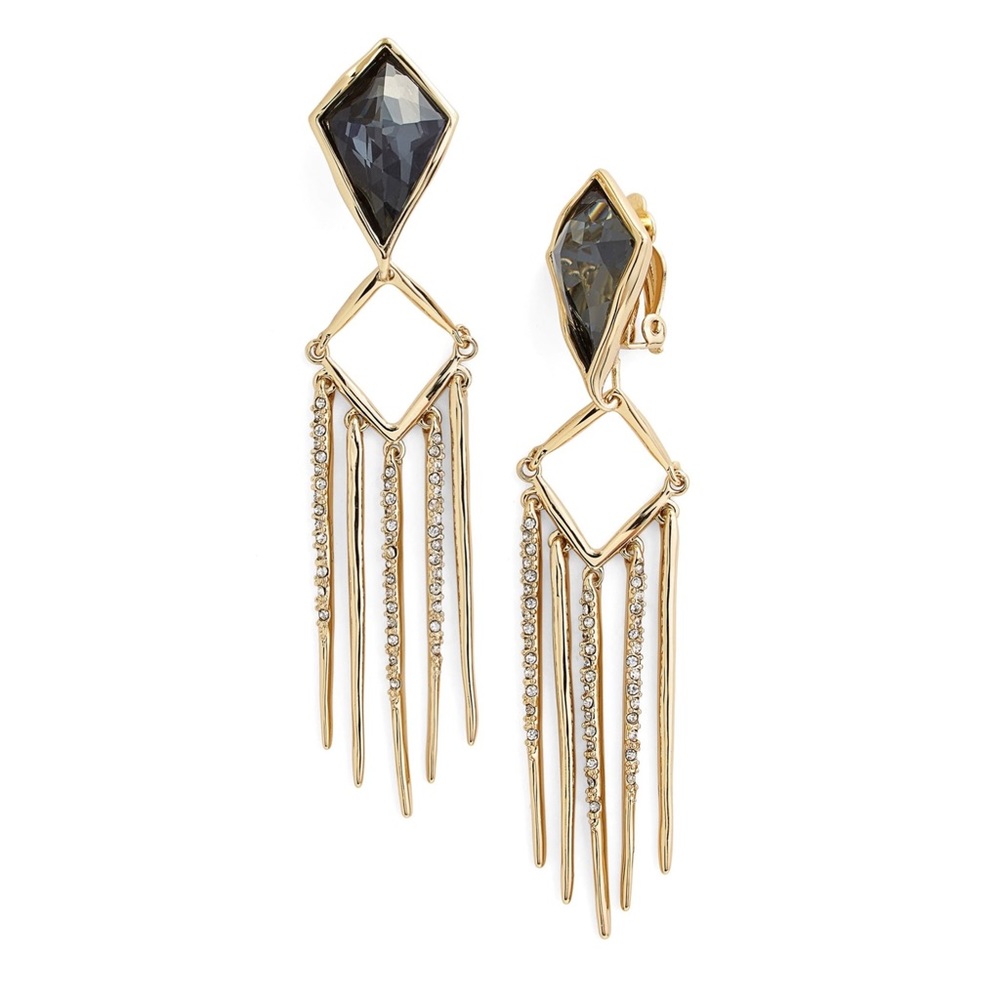Alexis Bittar Fancy Kite Encrusted Fringe Earrings